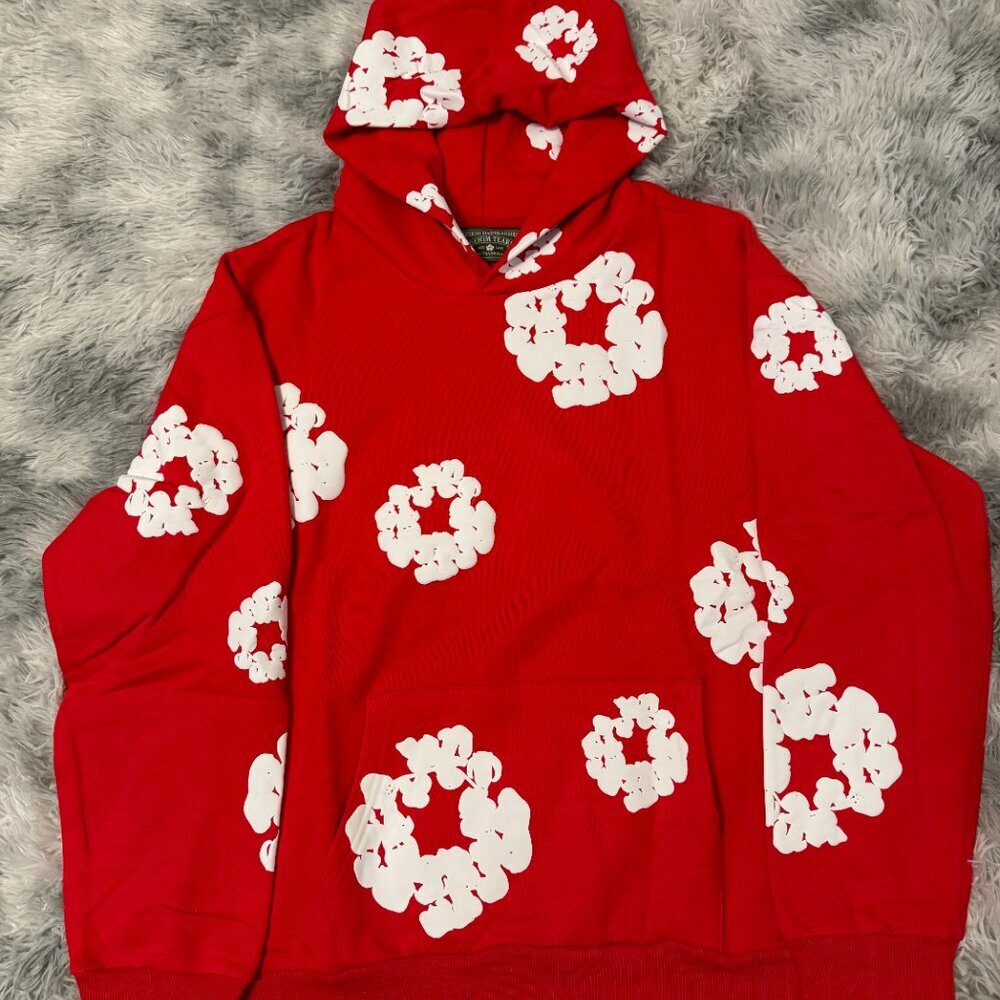 Denim Tears The Cotton Wreath Red Pullover Hoodie Men’s Size Medium or Large